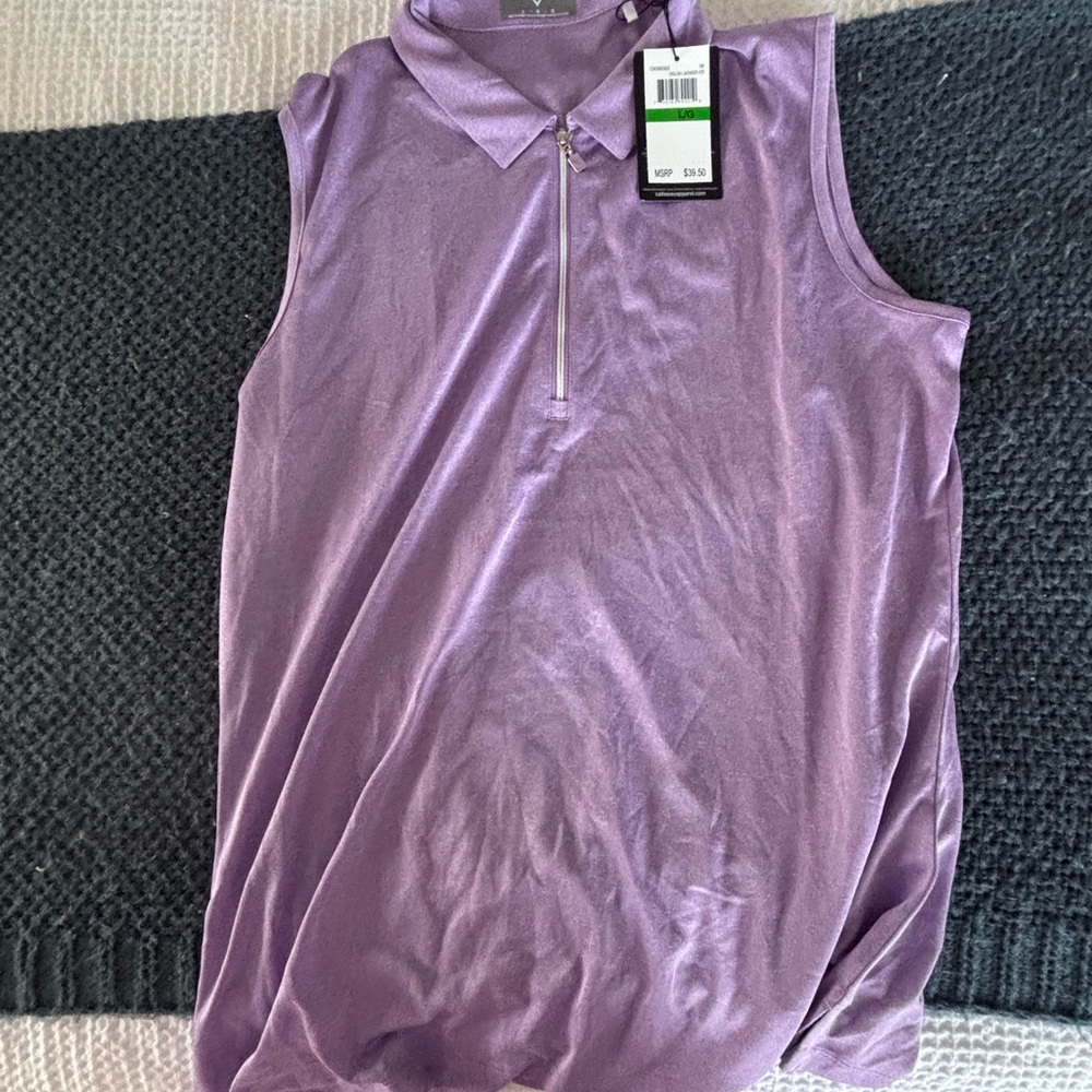 Callaway Lavender Sleeveless Polo Blouse